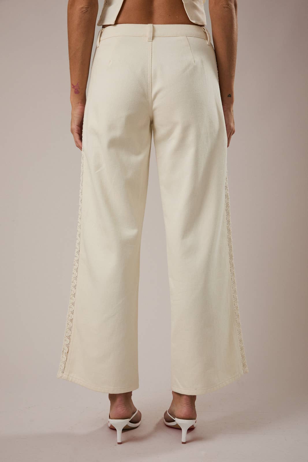 LACE TRIM WIDE LEG PANTS