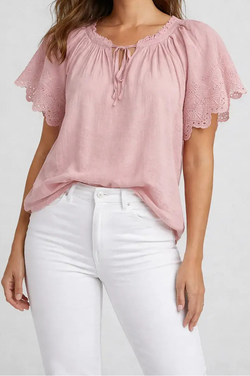 Blush Breeze Eyelet Top