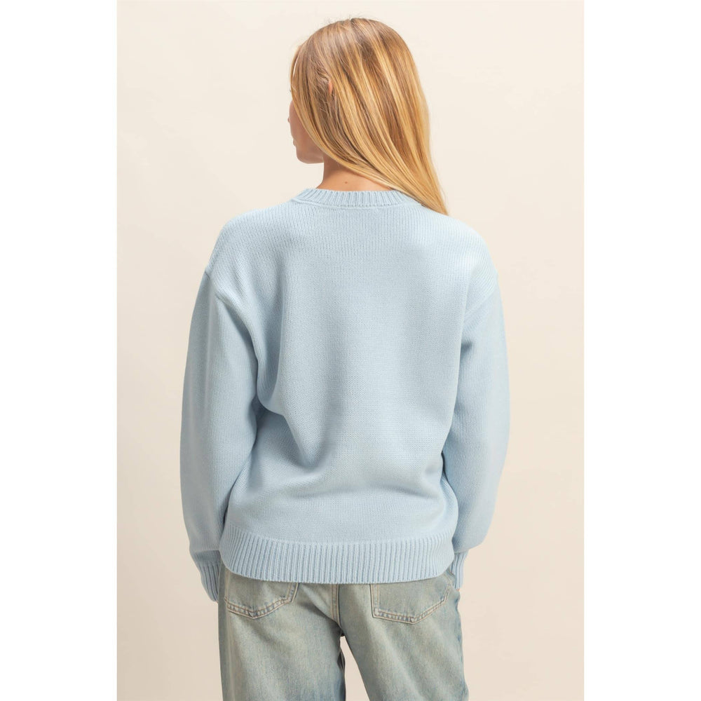Crew Neck Blue Sweater