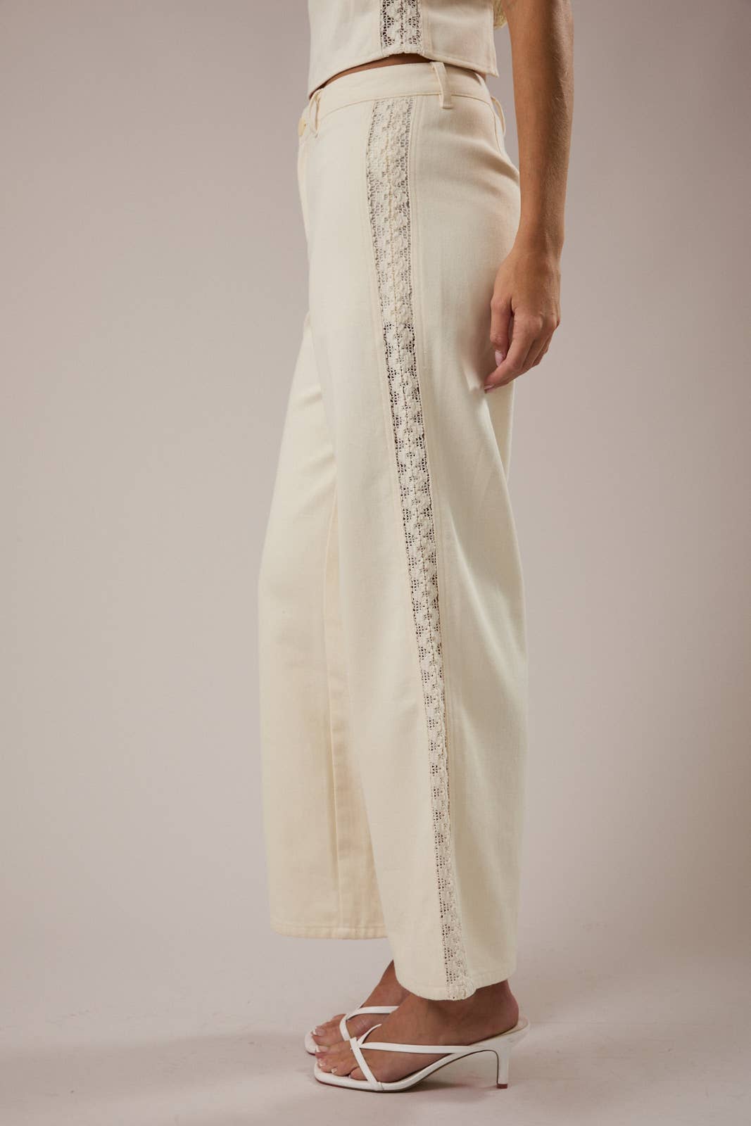 LACE TRIM WIDE LEG PANTS