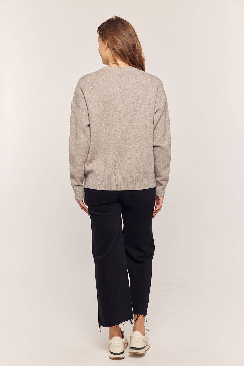 Ohio Sweater - Silvery Grey/Cherry