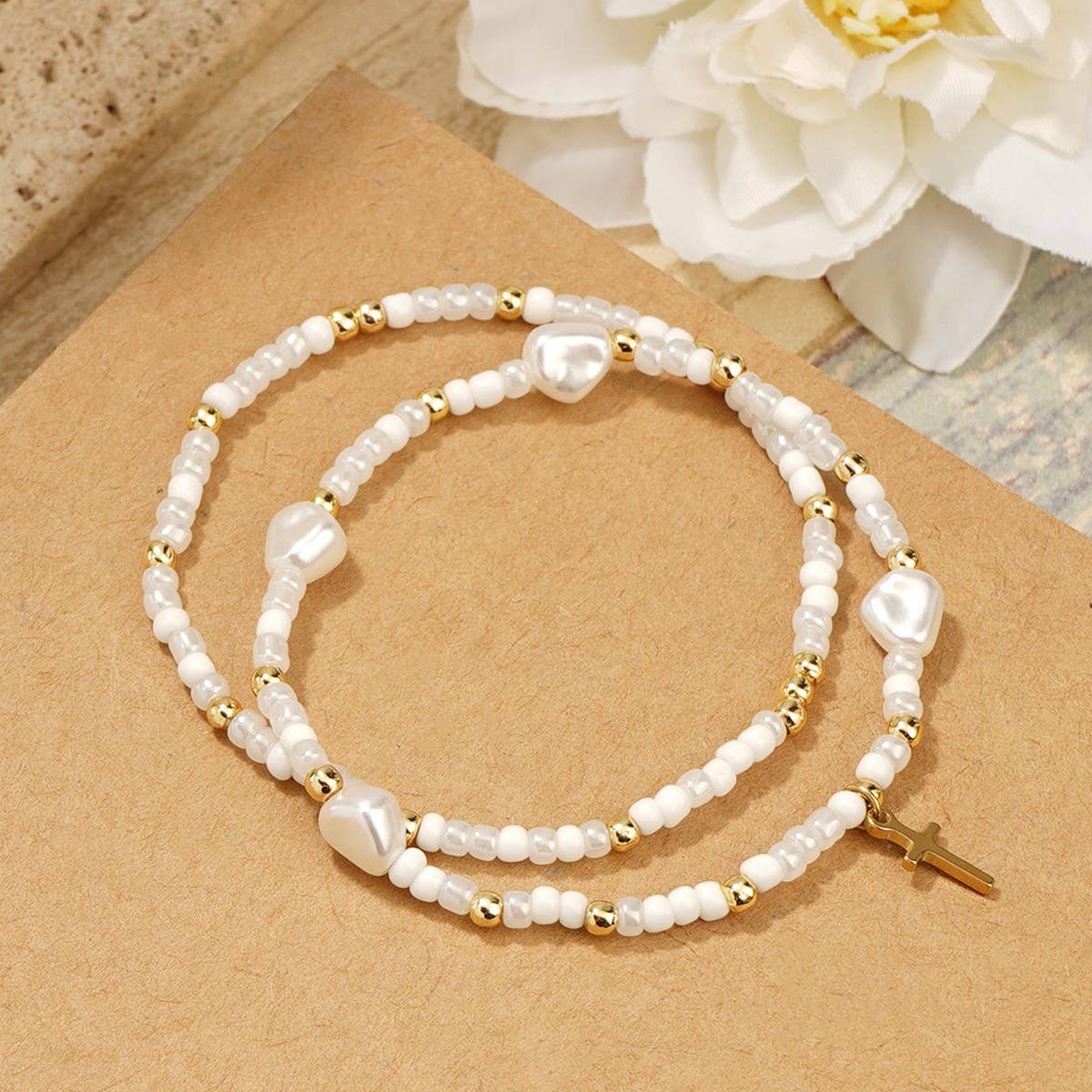 Faith &  Pearls Cross Bracelet