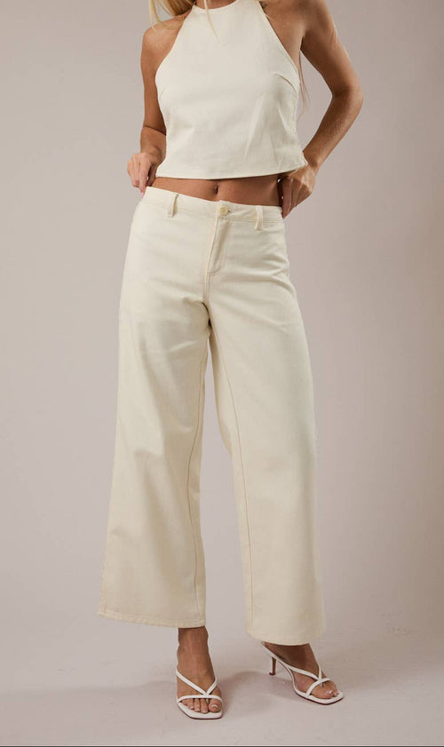 LACE TRIM WIDE LEG PANTS