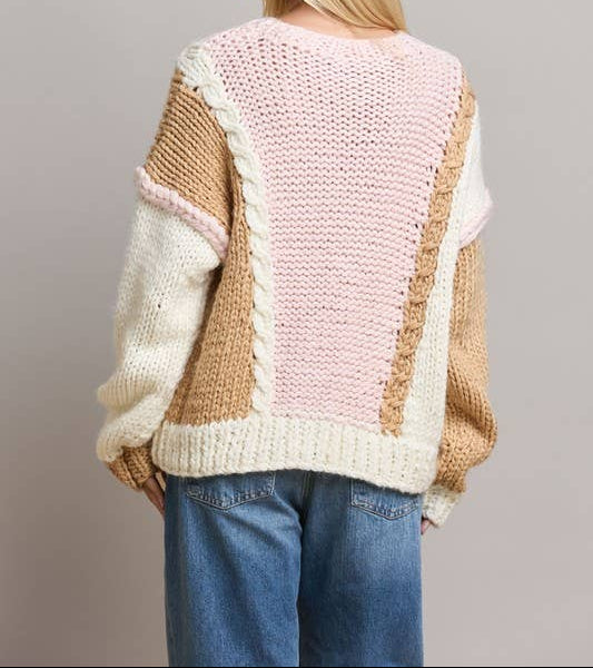 Color Block Chunky Sweater