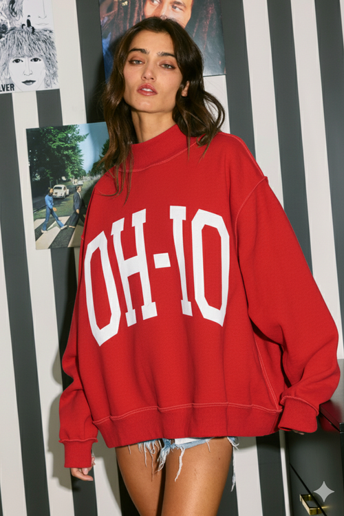OH-IO & OH Reversible Mockneck Sweatshirt Red