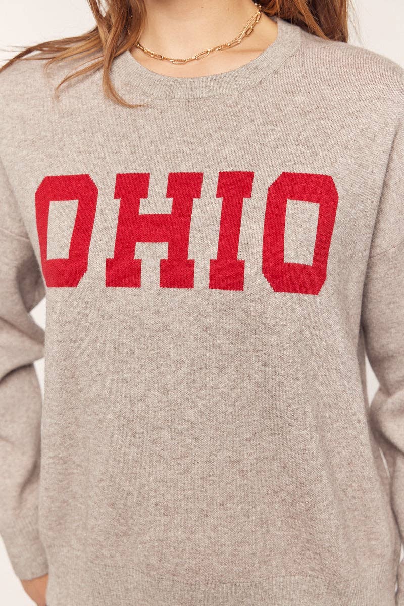 Ohio Sweater - Silvery Grey/Cherry