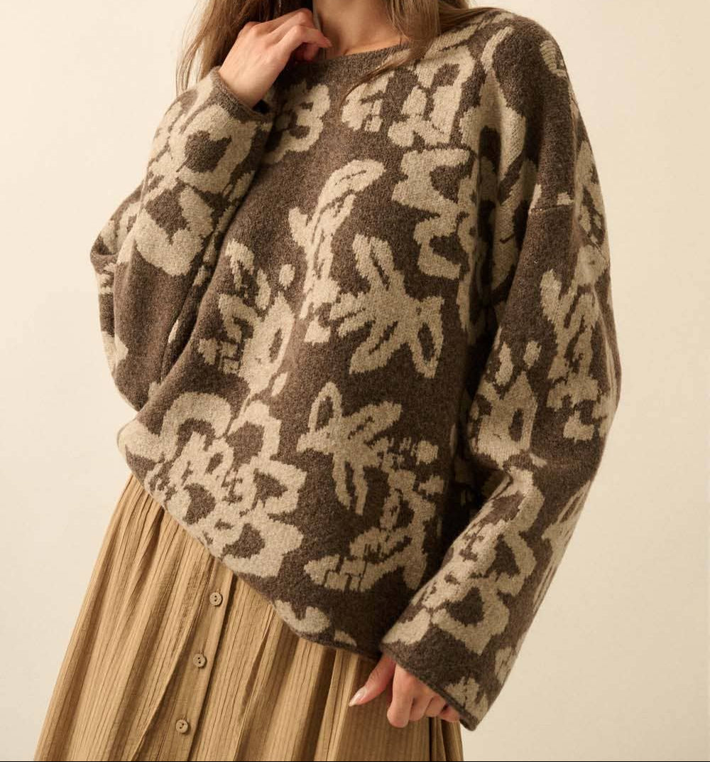 Floral Jacquard-Knit Sweater
