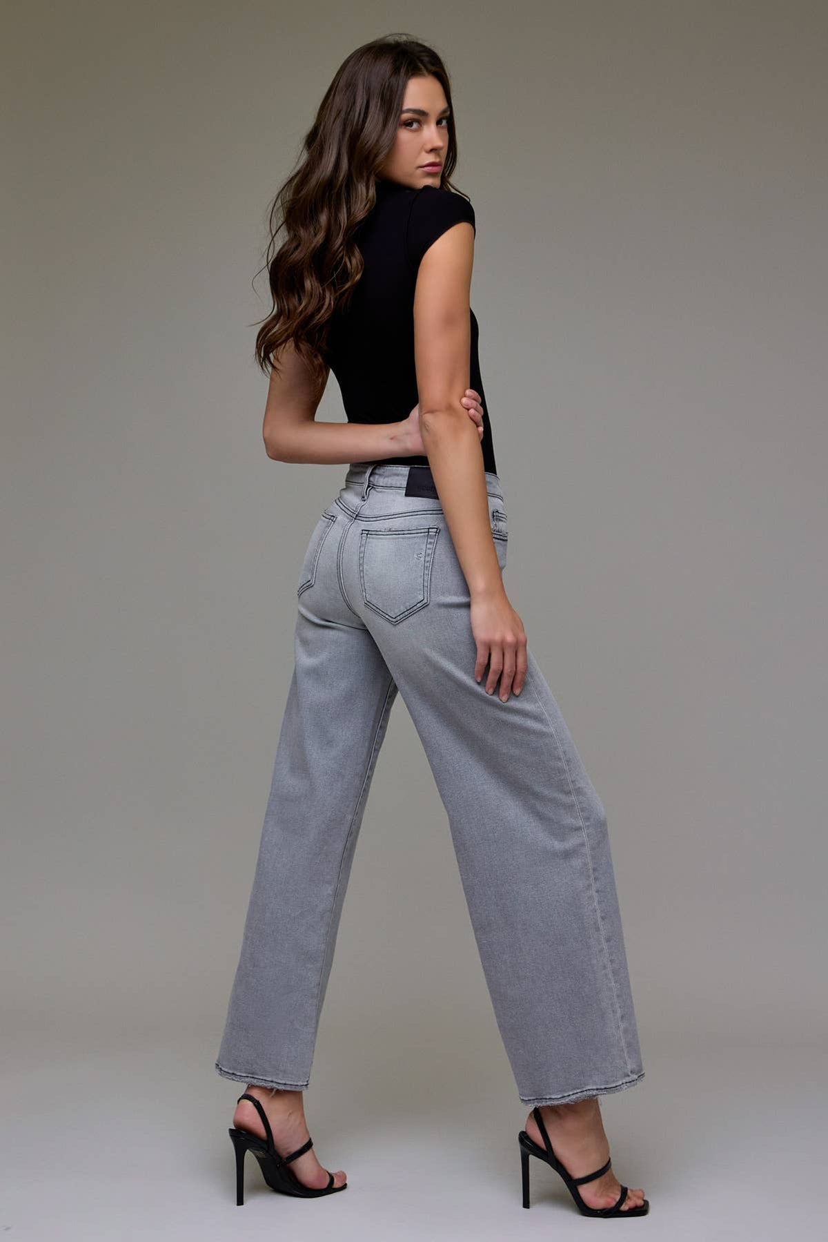HIDDEN Light Grey Stretch Mid Rise Extra Wide leg