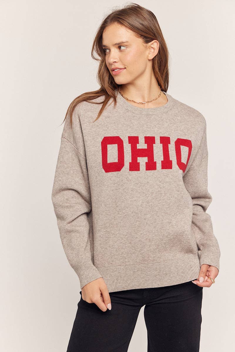 Ohio Sweater - Silvery Grey/Cherry