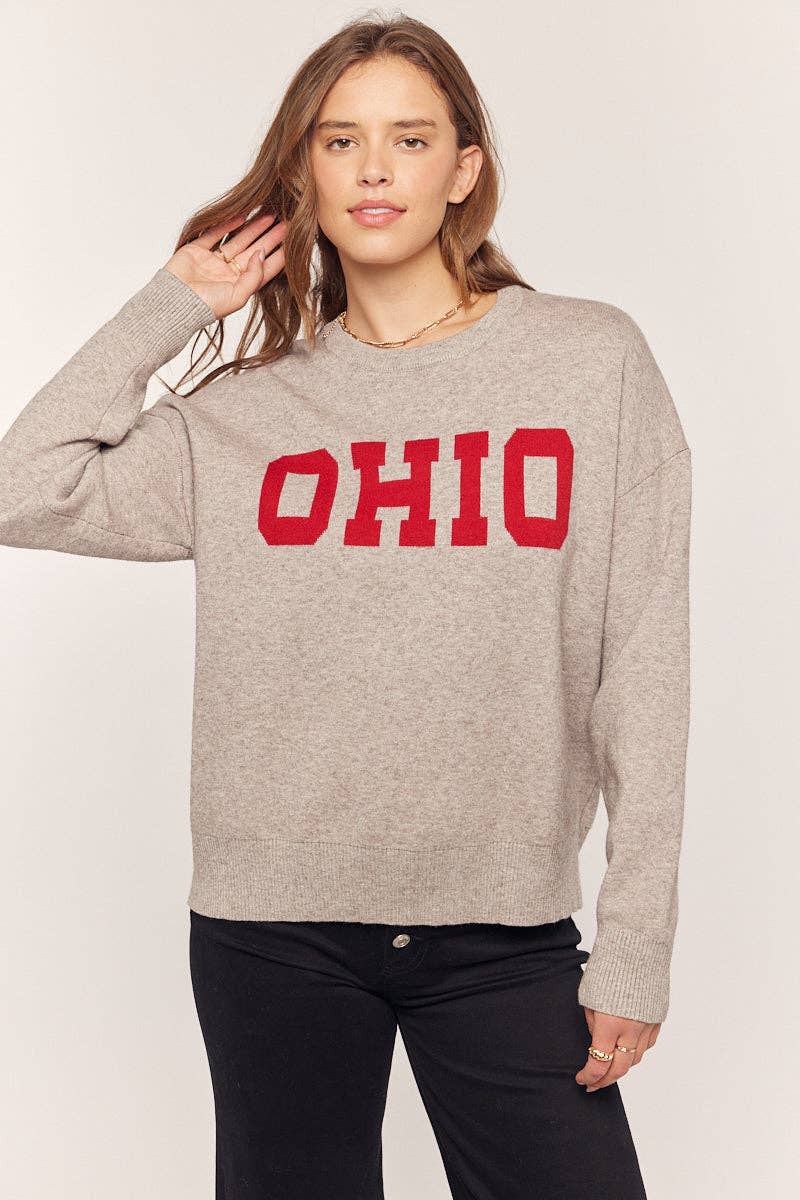 Ohio Sweater - Silvery Grey/Cherry