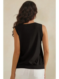 Ribbed Relaxed V-Neck Tank Top - Black