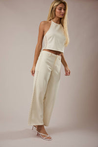 LACE TRIM WIDE LEG PANTS