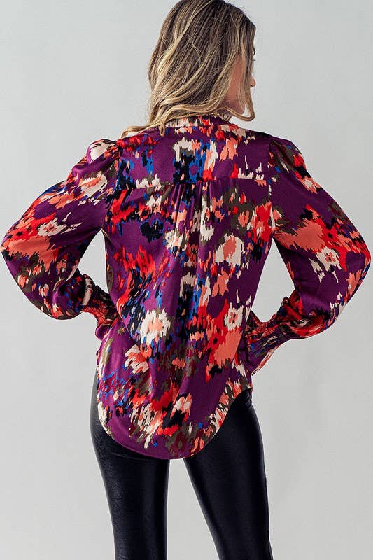 JACQUARD SATIN BLOUSE