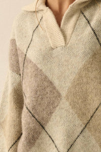 Argyle Plaid Knit Sweater