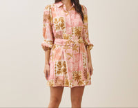 Tropical Belted Shirt Dress