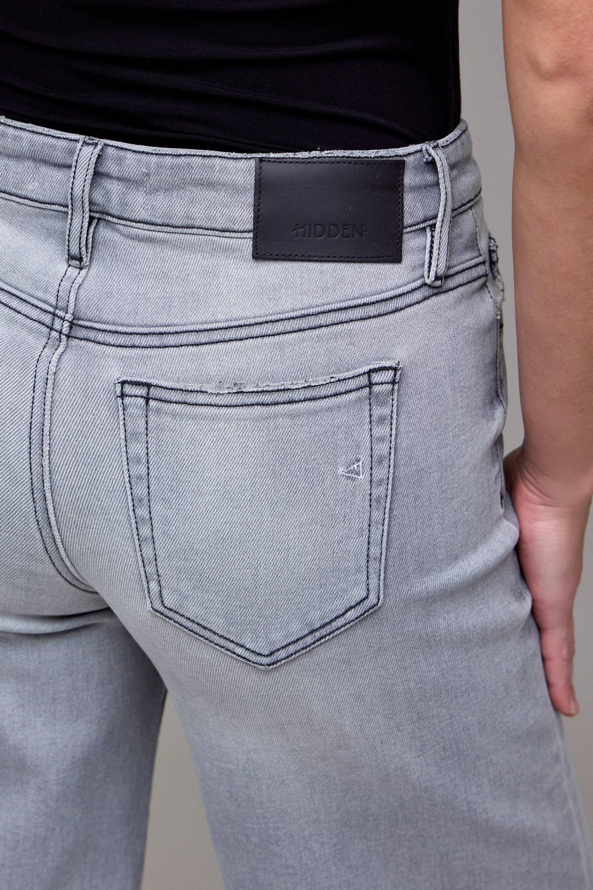 HIDDEN Light Grey Stretch Mid Rise Extra Wide leg