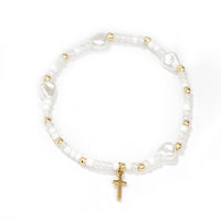 Faith &  Pearls Cross Bracelet