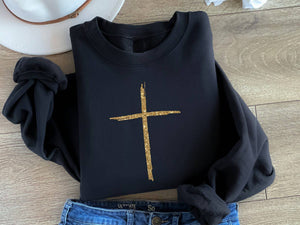 Gold Faith Cross Sweatshirt