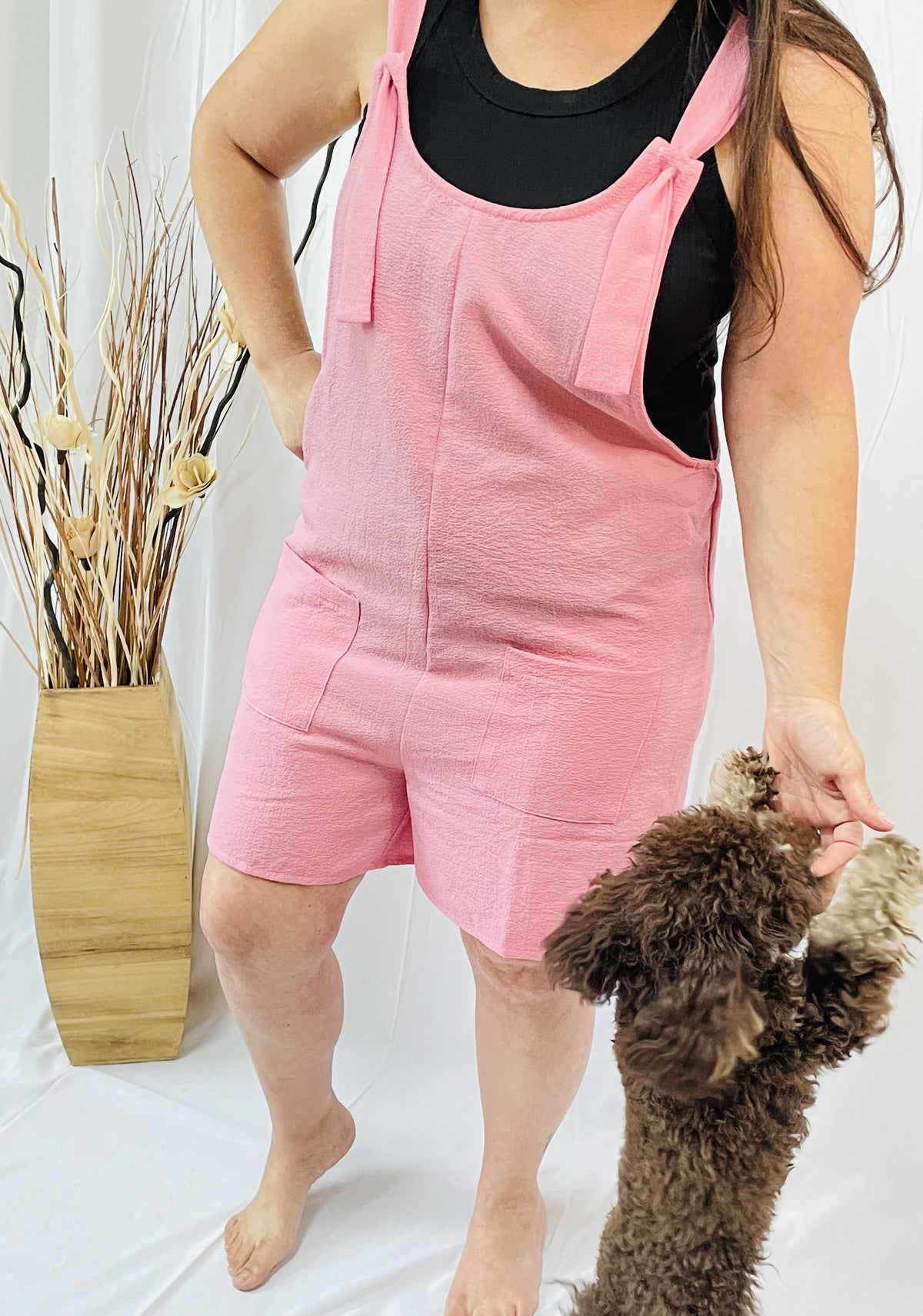 Front Pocket Overall Romper